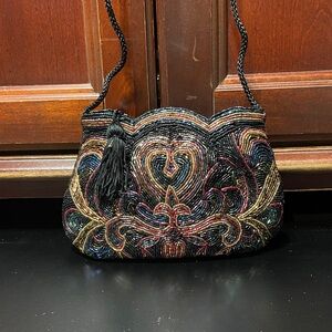 Elegant vintage Carla Marchi Multicolor Beaded Women's evening Bag